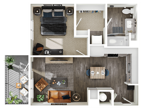 Halogen Apartments A1 3D Floor Plan